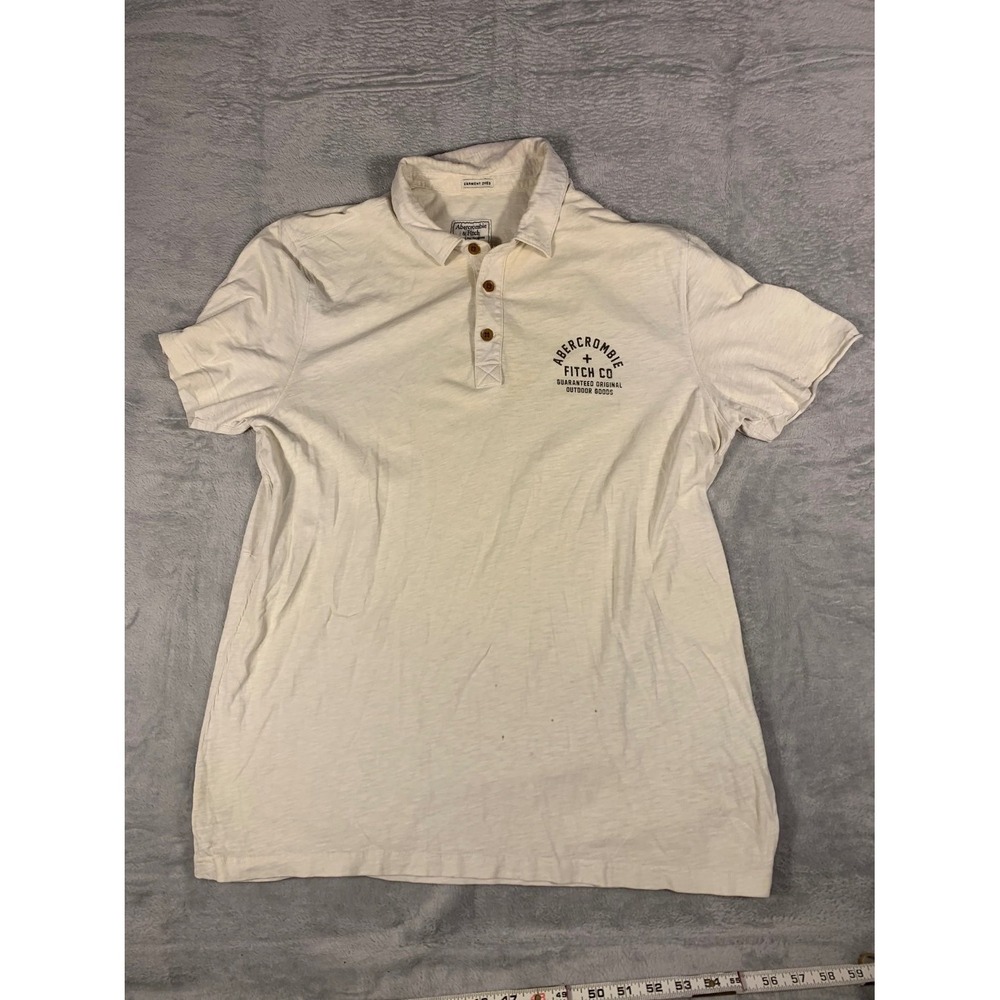 Abercrombie & Fitch Garment Dyed Outdoor Goods Men's Polo XL White Cotton Knit